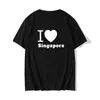 メンズ T シャツ メンズ シャツ I Love Singapore プリント ファニー ルーズ T シャツ 夏用