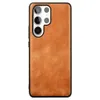 Genuine Leather Slim Case for Samsung Galaxy S23 Ultra S23 Retro Business Oil Wax Back Cover