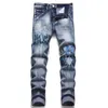 Jeans masculinos de grife jeans bordados impressos jeans skinny masculinos para motocicletas jeans de luxo moda masculina street wear calças masculinas hip hop jeans masculinos com zíper mosca longa