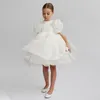 Robes De Fille Filles Blanc Gâteau Couches Enfants Pull Manches Élégante Fête De Mariage Anniversaire Tutu Princesse Vestidos Enfants Vêtements D'été 230704