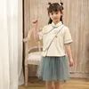 Abbigliamento etnico Hanfu Girl Summer Dress Costume in stile cinese 2023 Tang Suit per bambini Little Sweet Vestido Chino Green