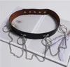 Belts 2023 Punk Gothic Faux Leather Belt Metal Chain Ring Waist Strap Street Dance Decor Sc15 Rhinestone Women's Neck