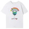 Lös mode T-shirt Rainbow Earth Print Design Ny T-shirt Kortärmad Stor T-shirt för män Sommar Personlig High Street Casual T-shirt med halv ärm