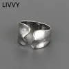 LIVVY Silver Color Irregular Geometric Wave Ring Simple Trendy Creative Personality Opening Jewelry Gifts