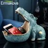 Objetos Decorativos Estatuetas ERMAKOVA Resina Hippo Estátua Escultura Hipopótamo Estatueta Chave Recipiente Doces Decoração Home Acessórios De Mesa 230704