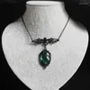 Pendant Necklaces Gothic Vampire Bat Green Venom Crystal Guest Necklace Fashion Witch Jewelry Accessories Gift Retro Women Choke Ring