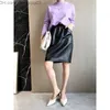 Skirts Leather skirt women with pockets midi skirts womens genuine black and green sheepskin leather pencil skirt high waist Z230707