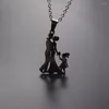 Pendant Necklaces Elfin 2023 Family Necklace Stainless Steel Lovers Couple Parents Hands With Girl Figure Jewellery