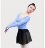 Vêtements de scène adultes taille haute gymnastique justaucorps Ballet pratique vêtements d'hiver à manches longues danse pull chaud couche de finition femmes vêtements