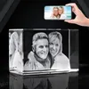 Rideaux 2d / 3d laser gravé en cristal grave photo Personazlied image et texte sur le cube de verre valentin cadeaux de la journée de maman pour ses femmes