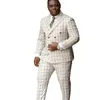 Style britannique Plaid Tuxedos De Mariage Plus La Taille Peaked Revers Hommes Designer Veste Formelle Partie De Bal Vérifier Costumes Porter