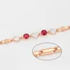 Gliederarmbänder MxGxFam (17,5 cm 2) 585 Roségold vergoldeter roter Zirkon für Damen Modeschmuck