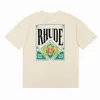 RH Designers Summer Mens Rhudes T Shirts Graphic Women Designer Shirt Summer Fashion High Quality Clothing Street Shorts ärmar Kläder