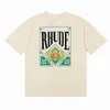 Designers Summer Mens Rhudes T Shirts Graphic Women Designer T Shirt Summer Fashion High Quality Clothing Street Shorts Sleeves kläder 529