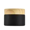 5/10/15/20/30/50g Frosted Black Glass Refillable Cosmetic Jars Empty Cream Lip Balm Storage Container Pot With Wood Grain Lids Lgiun