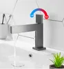 Robinets De Lavabo De Salle De Bains Moderne Minimaliste En Laiton Bassin Robinet Cascade Eau Froide Lavabo Mitigeur Créatif Ultra-Mince Carré