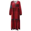Casual Dresses Bohemian Long Shirt Dress Women Sleeve Vintage 2023 Spring Autumn Irregular Hem Loose Plaid Maxi
