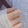 Cluster Rings France Minimalist 14k Real Gold Plated Micro Inlaid Pearl Tiny Fashion Romantic Weddings Simplicity Sweet Luxury