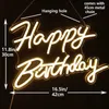 Night Lights Large Cool White Happy Neon LED Light Up Sign for Birthday Party Backdrop Decoration Banner Dimmable USB Powered HKD230704