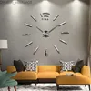 Relógios de parede faça você mesmo relógio de parede sala de estar relógio de quartzo acrílico relógios 3d reloj de pared decoração de casa Adesivo de parede de metal Z230704