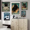 Black Cat Poster Vintage Canvas Schilderij Grappige Badkamer Servet Keuken Schilderij Muur Kunst Decoratie Kawaii Room Decor Canvas Poster Kinderkamer Decoratie w06