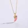 Pendant Necklaces 2023 Fashion Women Temperament Colorful Inlaid Oil Drip Ox Horn Necklace Cute Zircon