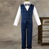 Pakken Kinderen Formele Bruiloft Pak Set Jongens Verjaardagsfeestje Prestaties Chorus Kostuum Kids Blazer bowtie Broek Kleding SetHKD230704