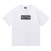 Designermodekläder T-shirts T-shirts Nisch Skönhetstrend Kith Box Enkelt enfärgat tryck Högkvalitativt dubbelgarn Ren bomull kortärmad t-shirt för män och W