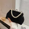 Bolsas de noite Bolsa feminina com alça de pérola Tendência para mulheres elegantes Bolsas de ombro incrustadas de diamantes