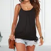 Vrouwen Blouses Vrouwen Zomer Vest U-hals Spaghetti Band Mouwloos Geplooid Trekkoord Houden Koeling Effen Kleur Los T-shirt Lady Tank