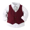 Ternos Meninos Ternos Blazers Roupas Ternos Para Casamento Festa Formal Listrado Bebê Colete Camisa Calças Crianças Menino Outerwear Conjunto de RoupasHKD230704