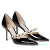 Designer -Scarpe eleganti da donna pompe scarpe di lusso sandali con tacco alto Latte in pelle verniciata a punta e perla festa di nozze