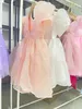 Robes De Fille Filles Blanc Gâteau Couches Enfants Pull Manches Élégante Fête De Mariage Anniversaire Tutu Princesse Vestidos Enfants Vêtements D'été 230704