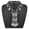 Подвесные ожерелья модный богемный длинное ожерелье для женщин винтажное этническое цыган бого пляжное пляж Античный серебряный цвето