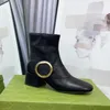 Woman Cowhide Buty zamków zamków metalowy designerka buta skórzana dama klamra klamra