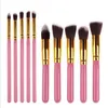 Kabuki Makeup Brushes 10pcs Professional Cosmetic Brush Kit Nylon Hair Wood Handle Mesioneshadow Foundation أدوات شحن مجاني ZA2026