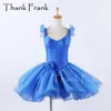 Jednolity niebieski baletowa spódniczka Tutu sukienka dziewczyny kobiety rękawy z falbanką baleriny kostium sukienki do tańca dla dzieci dorosły elegancki Rave Stagewear C631257t
