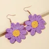 Flower Plant Earrings for Women Boho Drop Handmade Woven Straw Wicker Earrings Piendientes Mujer 2023 Femme Bijoux