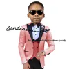 Suits Khaki Boys Suit Jacket Pants Vest Bow Tie Set of 4 Point Lapel Wedding Tuxedo for Kids Formal Party Dress ChildHKD230704