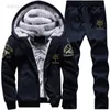 Men's Hoodies Hoodie Men/Women Fur Inside Tracksuit 2023 Coat Fleece Sweatshirts+Sweatpants Suit Autumn Winter Warm Thick Mens Hooded Pullover HKD230704