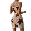 Casual Dresses Knitted Dress Y2k Aesthetic Women Floral Print Spaghetti Strap Sleeveless Bodycon Cocktail Beach Streetwear