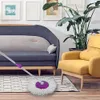 360ﾰ Lätt att rengöra golvmopp hink 2 huvuden Mikrofiber spinning Roterande huvud Lila