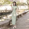 Etniska kläder Traditionell kinesisk stil Qipao Kvinnor Plus Size Cheongsam Sexig Split Folkdansklänning Vintage Klassisk Mandarinkrage