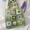 Sacs à bandoulière Casual Granny Square Tote Bag Bohème Tricoté Femmes Sacs À Bandoulière À La Main Tissé Fleur Grande Capacité Shopper Sacs À Main 230726