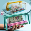 Genomskinliga pennfodral Söt brevpapper för skolstugor Papeleria Kontorsmaterial Kawaii Förvaring Estojo Escolar Organizador