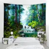 Tapissries 3D Fantasy Forest Landscape Bakgrundsdekoration Tapestry nordisk hippie vägg bakgrundsdekoration tapestry sovrum