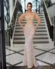 Gorgeous Mermaid Prom Dresses Square Short Sleeves Sequined Tulle Backless Zipper Floor Length Custom Made Plus Size Party Dress Vestido De Noite