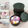 Gift Wrap 3pcs Marbling Boxes Round Floral Florist Bouquet Flower Packaging Box With Lid Paper Black