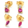 Orecchini con perno EYIKA Donne coreane Marchesa Rosa Zircone rosso Piccolo per ragazze Regalo Cartilagine Piercing Orecchino Donna Dainty Aretes