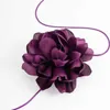 Pendant Necklaces Exaggerated Large Fluffy Fabric Flower Choker Necklace for Women Romantic Long Rope Chians on Neck Accessories Jewelry 230613